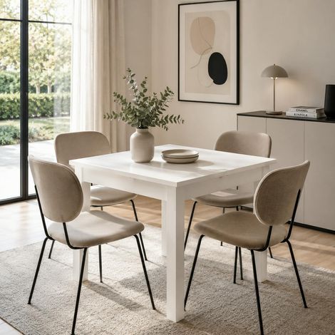 Table blanche carrée extensible 80-120 cm ALVA (1/5)