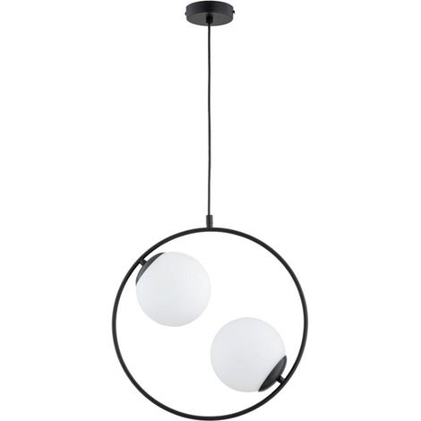 Lampadario nero moderno ADINO 2 sfere bianche 2xE14