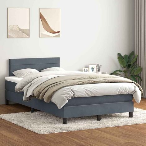 Boxspringbett mit Matratze Dunkelgrau 120x220 cm Samt