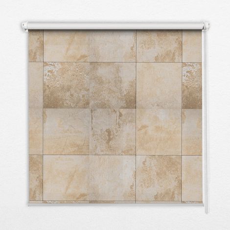 Innenrollo Fensterrollo - Rollo ohne Bohren - Sichtschutzrollo - Lichtdurchlässiges Rollo - Rechteckiges - Rollo - (90 cm x 140 cm) - Fliesen