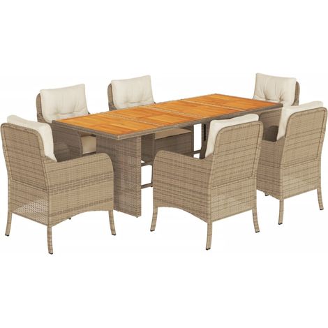 Maison Exclusive - Set da Pranzo da Giardino 7 pz con Cuscini Beige in Polyrattan (1/5)