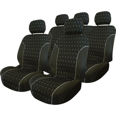 JEU DE HOUSSES UNIVERSEL BLACK FLOWER NOIR 9PCS (AIRBAG)