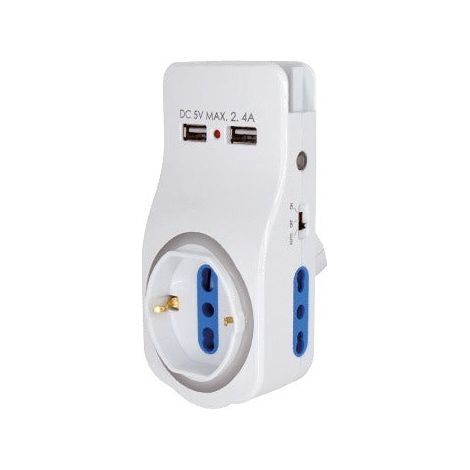 Multipresa 3 posti + 2 USB e supporto per smartphone