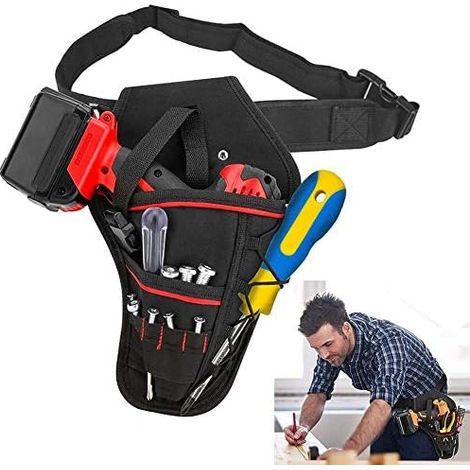 CSPARKV 29 x 19,5 x 4 cm Elektriker-Bohrerhalter, Gürteltasche, Hängetasche, Aufbewahrungstasche für Haus- und Gartenbohrer, Werkzeuge für Schraubenschlüssel, Hammer, Schraubendreher, die meisten Bohr