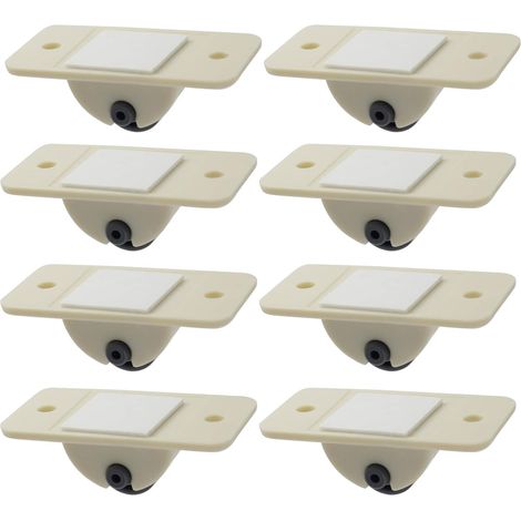 BDD Lot de 8 mini roulettes auto-adhésives non pivotantes en plastique ABS robustes pour meubles de bricolage (1/5)
