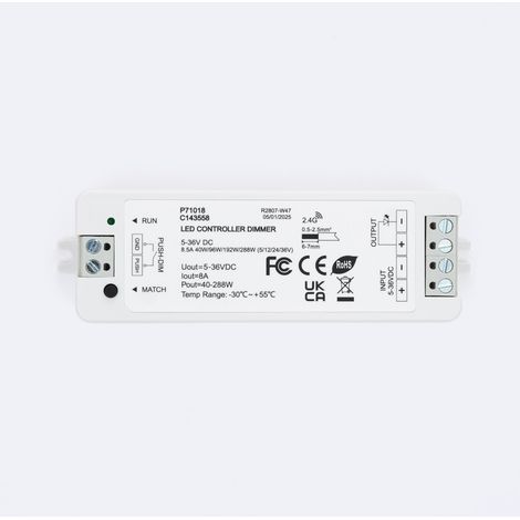 Contrôleur Ruban LED Monochrome 12-24V SKYDANCE V1 Compatible avec Bouton-Poussoir et Télécommande RF Blanc