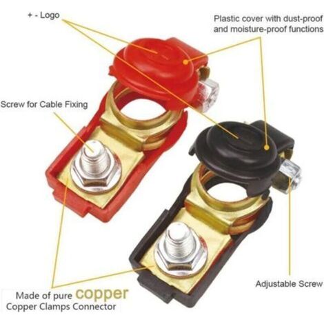 2 Paires Pinces de borne de câble de Batterie de Voiture, connecteurs de déconnexion Rapide de Batterie avec Couvercle en Plastique pour Voiture, Camion, camionnette-- (1/4)