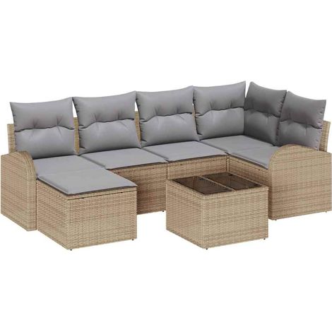 Maison Exclusive - Sofa Set mit Kissen 7 pcs Beige und hellgrau P