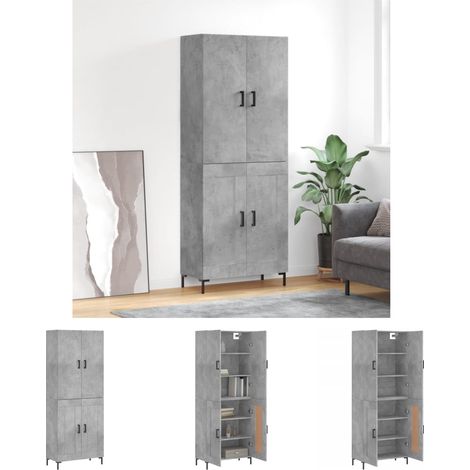 Stauraum - vidaXL Highboard Betongrau 69,5x34x180 cm Holzwerkstoff - Schrank (1/5)