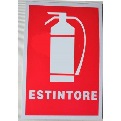TrAdE Shop Traesio - Cartello Presenza Di Estintore Segnaletica Sicurezza Avvertimento Plastificato -