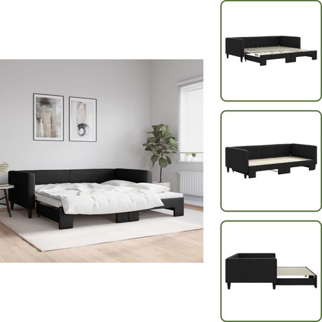 Divano letto 2 in 1 - vidaXL Divano Letto con Letto Estraibile Nero 100x200 cm in Tessuto - Letto per ospiti