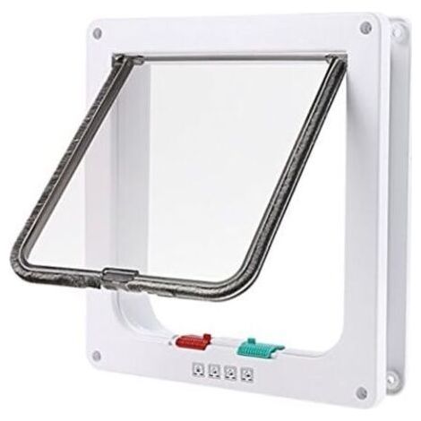 Chatière Porte à 4 Positions Cat Mate Grande Blanc Porte Verrouillable pour Chat ou Chien Facile à Installer(23cmx 25cmx 5.5cm) (1/4)