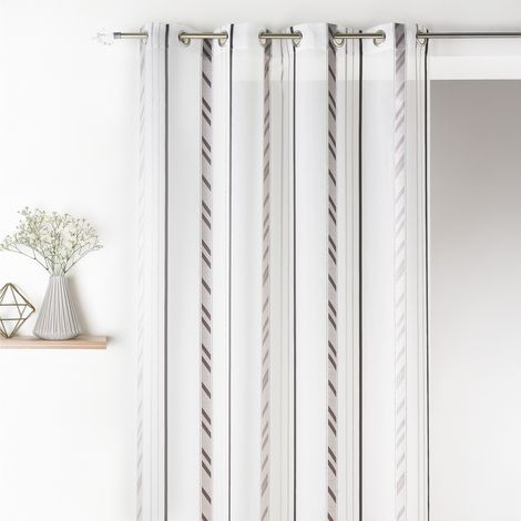 Voilage organza à rayures verticales Gris clair 140x260 cm