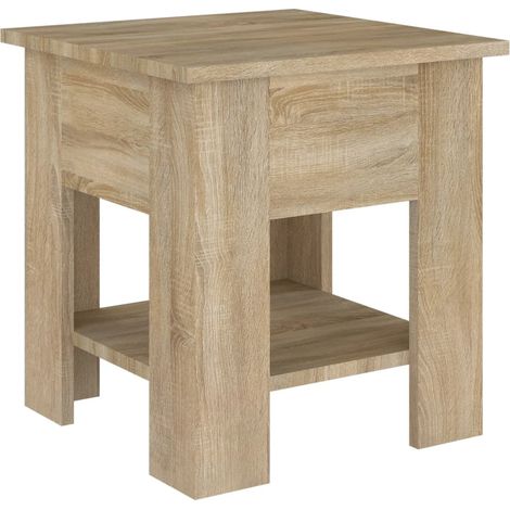 Petite table basse table d'appoint chevet avec étagère 40 x 40 x 42 cm bois d'ingénierie couleur chêne DEC038930