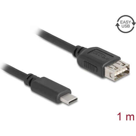 Delock Cable USB 2.0 USB Type-C⢠macho a EASY USB Tipo-A hembra 1 m