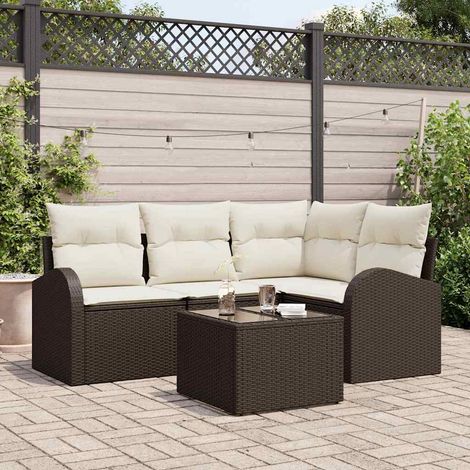 Gartensofa-set Braun Poly-Rattan