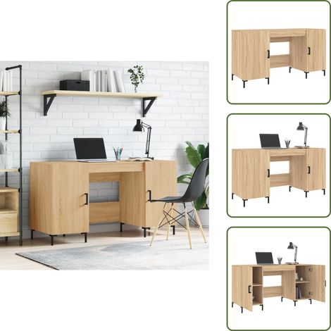 The Living Store Scrivania Rovere Sonoma 140x50x75 cm in Legno Multistrato - Scrivania da studio