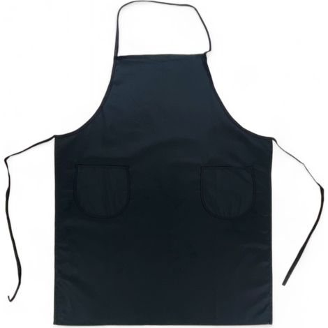 Grembiule da Cucina Nero con Pettorina e 2 Tasche Alfio, Tessuto Drill Cotone-Poliestere, Resistente, Made in Italy (1/5)