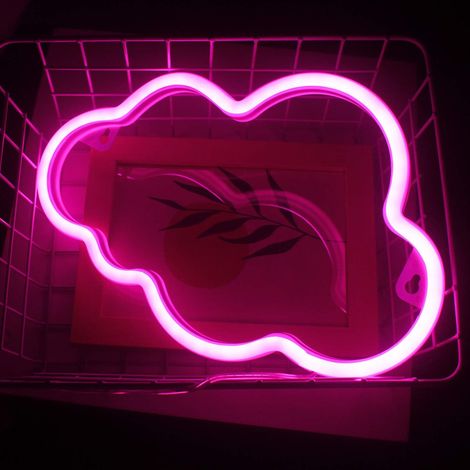 Applique Murale Neon Nuage - Lampe LED Rose 12 V - Pour Chambre Enfant Fille Decoration Interieure - 1 Unite (1/5)