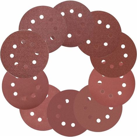 100 Piece Sanding Discs, 125mm Sandpaper, Abrasive Discs of 40/60/80/100/120/150/180/240/320/400 Grit for Orbital Sanders (10 discs per grit size) (1/5)