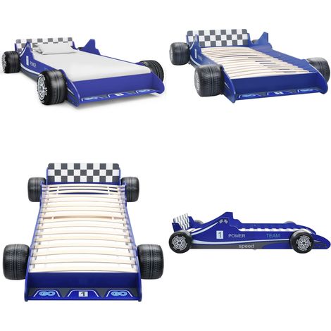 Kinderbett im Rennwagen-Design 90 x 200 cm Blau - Kinderbett - Rennwagen-Design - Blau - MDF - Lattenrost - Home & Living (1/5)