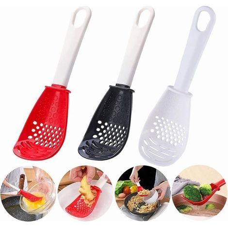 Set of 3 Multifunctional 6-in-1 Kitchen Utensils - Spoon/Spatula for Cooking/Draining/Grating (21.5x6.5x2.5cm) (1/5)