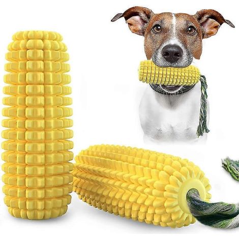 Hundekauspielzeug, Welpenzahnbürste zur Zahnreinigung, quietschendes/nicht-quietschendes Hundespielzeug, interaktives Maisspielzeug, Spielzeug für aggressive Kauer (klein/mittel/groß) (1/3)