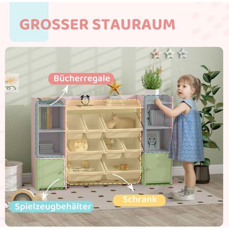 Étagère à jouets et livres pour chambre d’enfant, meuble de rangement avec 8 bacs amovibles, couleur rose, pratique et ludique. (1/5)