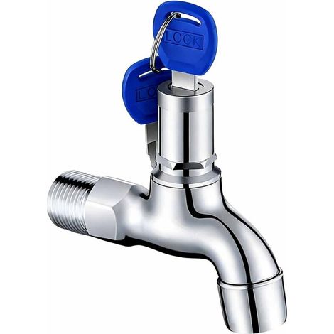 Abschließbarer, diebstahlsicherer Messing-Wasserhahn mit Schlüsselschloss für Außenbereich, Garten und Badezimmer – Sicherer Waschbeckenhahn