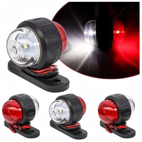 4 Feux latéraux de camion Pour Remorque Feux de Position LatéRaux Led Feux de Position LatéRaux ArrièRe Feu de Gabarit 12 / 24v Rouge/Blanc éTanche Led Feux de CôTé, Pour Remorque Camionnette (1/5)
