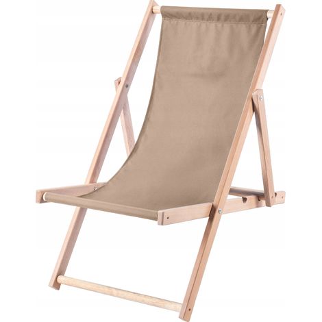 KADAX Liegestuhl, Strandstuhl aus Holz, Traglast bis 120kg, Cappucino