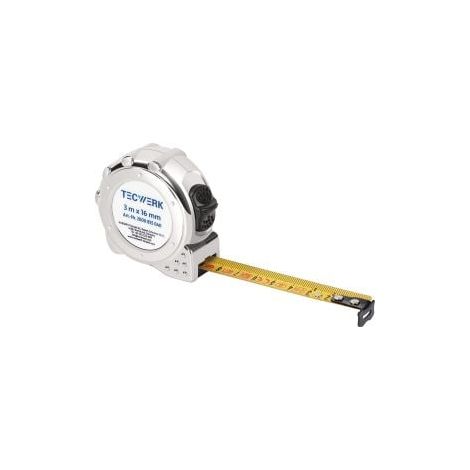 Mètre-ruban de poche L.3m l.16mm mm/cm CE II Cu.CR TECWERK (1/5)
