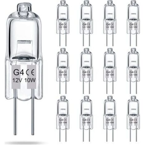 Ampoules G4, lot de 14 ampoules halogènes 2 broches 12 V 10 W, type T3 JC, remplacement pour éclairage sous meuble, lustres, éclairage paysager, intensité variable, blanc chaud 2700 K.
