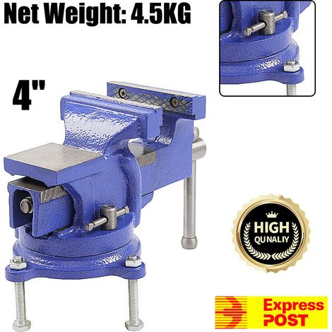 Table Vice 4" Heavy Duty Bench Vice with 360 Degrees Swiveling Base Cast Iron Workshop Vise Swivel Workshop Bench Vice Clamp for Workshop Factory Tool Material Clamping Fixing (4-inch) (1/5)
