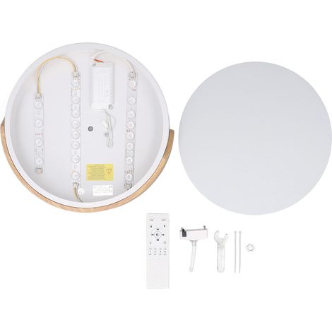 Plafonnier LED encastré 2000LM 3000K 4000K 6000K bois rond à intensité variable avec télécommande 110-265V