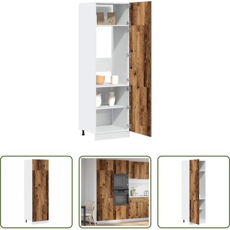 Küchenraum - Kühlumbauschrank Lyon Altholz-Optik 60x57x207 cm Holzwerkstoff (1/5)