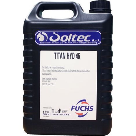 Soltec Srl Huile hydraulique pour Gru 5 L pour véhicules industriels agricoles mécanismes Fuchs Titan 46 Haute qualité