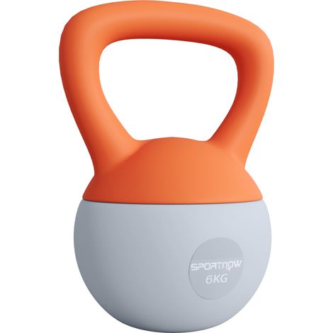 6KG Soft Kettlebell with Non-Slip Handle-for Home Gym-Weight Lifting-Strength Training-Orange/Grey (1/5)