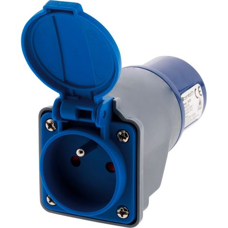 Zenitech – Adaptateur électrique compact 16A 2P+T mâle CEE17 – IP44 pour camping et nautisme – Usage extérieur sécurisé