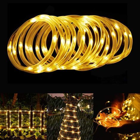 Solar-Lichterkette für den Außenbereich, 12 m, 100 LEDs, wasserdichte Solar-Lichterkette mit automatischer Ein-/Ausschaltfunktion, Weihnachtsbeleuchtung (weiß) (1/5)