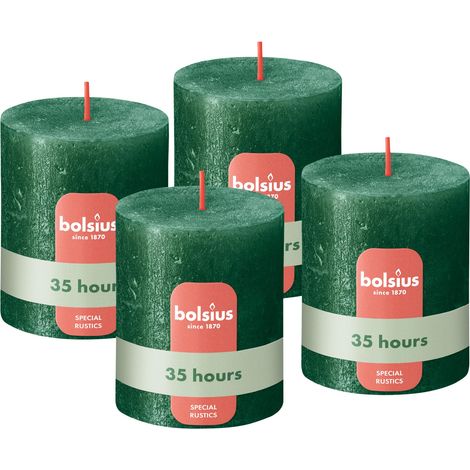 Bougie Rustik - Vert - metallic - 8 cm - Lot de 4 - Bougies décoratives - Contient de la cire végétale naturelle - Sans huile de palme (1/5)