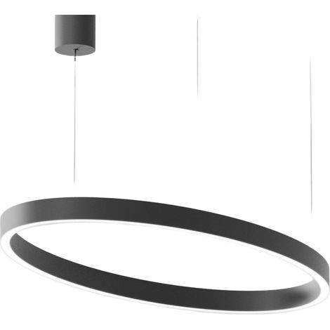 Lampada a Sospensione CRISEIDE S/1P OVAL - 30W+30W LED 3000K Dimmerabile in Nero Satinato, Struttura in Alluminio, Diffusore Silicone - Gealuce (1/3)