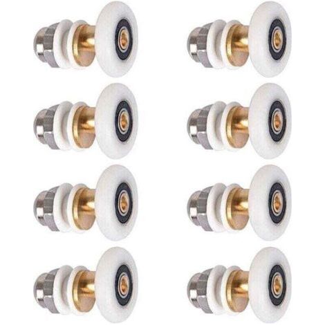 8 Pièces Roulettes Douche 25mm, XU, Roulette Porte Coulissante Douche Roulement pour Porte de Douche - KZQ