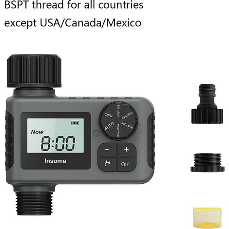 Programmateur d'arrosage automatique INSOMA, système d'irrigation intelligent, programmateur d'arrosage automatique, écran LCD, étanchéité IPX5-AquaForge (1/5)