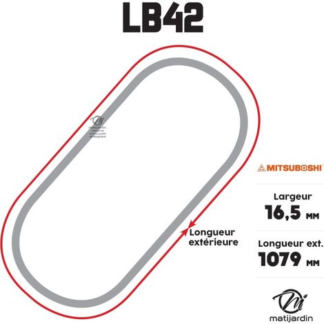 Courroie tondeuse Mitsuboshi LB42 trapézoïdale  16,5 x 1079 mm (1/5)