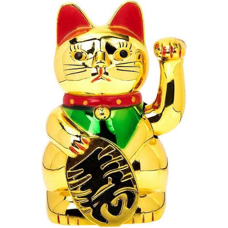 Statue de chat porte-bonheur agitant la patte - Sculpture de chat de bienvenue - Décoration sans pile-12.80X8.60X8.60CM-Golden