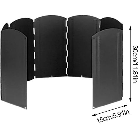 Pare-vent pliable en aluminium pour réchauds de barbecue portables, 8 plaques de 30/40/50/60 cm, idéal pour les pique-niques et les barbecues en extérieur. (1/5)