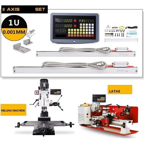 Échelle linéaire numérique 1m SDS2MS Définir le kit Digital Readou avec 2pcs Longueur de l'échelle linéaire 120mm 1020mm for la moulin à tour Cnc Machine pour la machine de tour de fraisage de mouli (1/4)