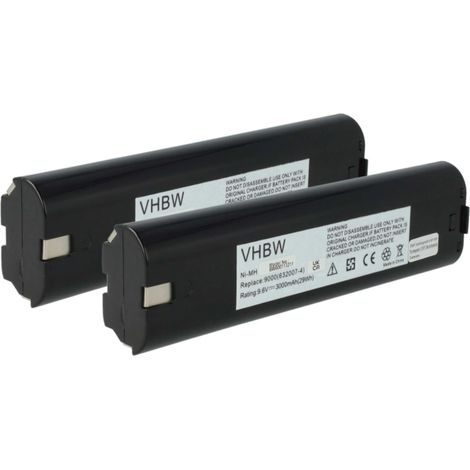vhbw 2x Akku Ersatz für Makita 9600, 9034, 9033 für Werkzeug (3000 mAh, NiMH, 9,6 V)