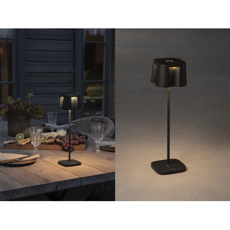 Wiederaufladbare LED Outdoor Tischleuchte NICE dimmbar in Schwarz, Höhe 36cm (1/5)